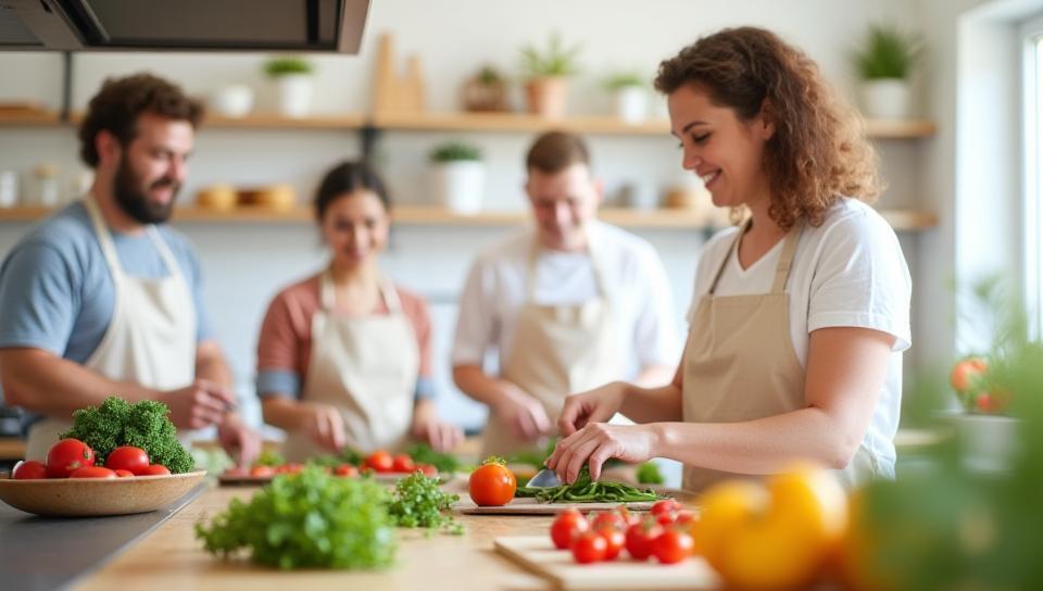 Class participants preparing vegetables during a workshop